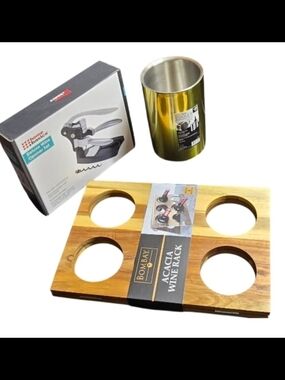 🍷Wine Lover Bundle Bombay Acacia Rack Wine Cooler Deluxe Opener Set